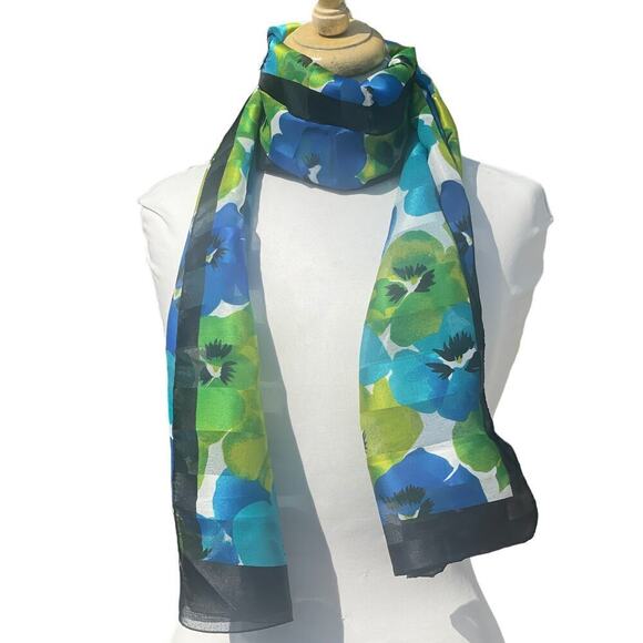 Jennifer Moore Blue Floral Scarf - Picture 9 of 11